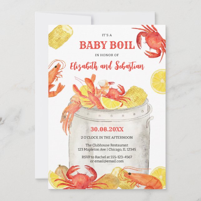Invitación Crawfish Seafood Boil Baby Shower Invitation (Anverso)