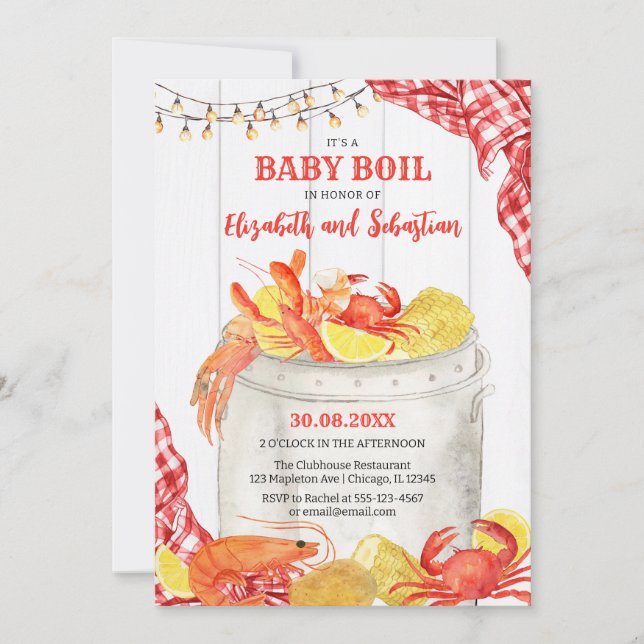 Invitación Crawfish Seafood Boil Baby Shower Invitation (Anverso)