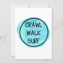 Invitación Crawl Walk Surf con diseño azul