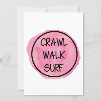 Invitación Crawl Walk Surf con diseño rosa