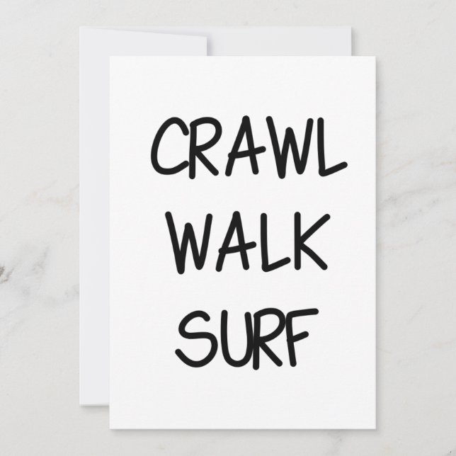Invitación Crawl Walk Surf con fuente negra (Anverso)