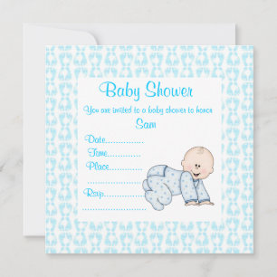 Invitación CRAWLING BABY BABY SHOWER INVITATION blue