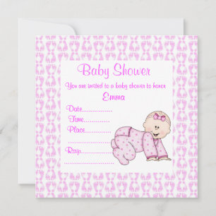 INVITACIÓN CRAWLING BABY BABY SHOWER INVITATION PINK
