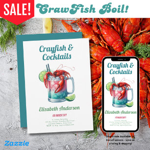 Invitación Crayfish Fiesta de cócteles Crawfish Hervir