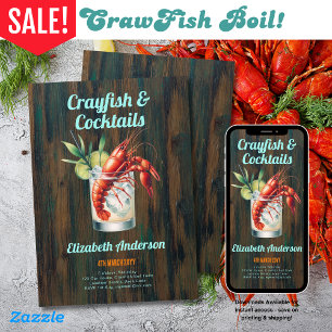 Invitación Crayfish Fiesta de cócteles Crawfish Hervir
