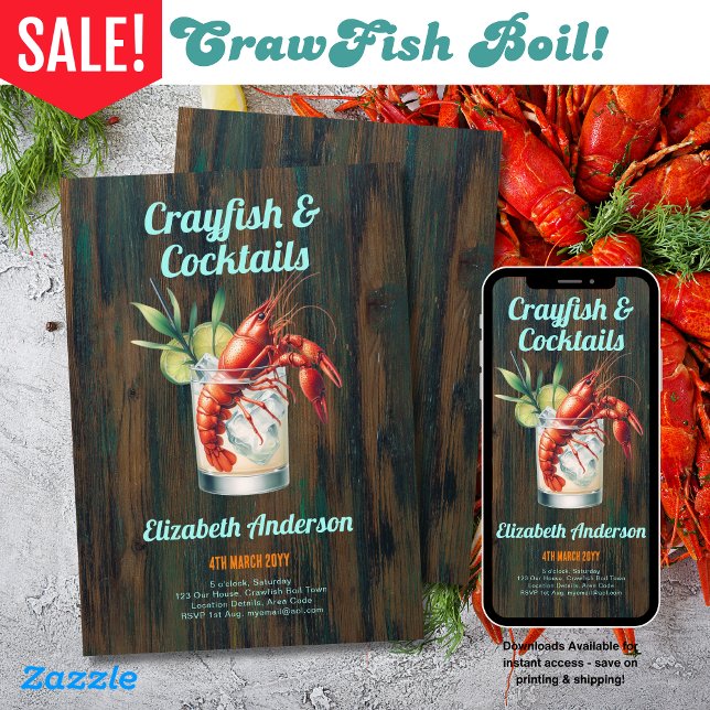 Invitación Crayfish Fiesta de cócteles Crawfish Hervir (Subido por el creador)