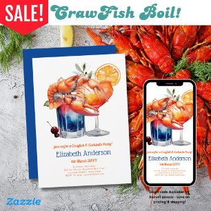 Invitación Crayfish Fiesta de cócteles Langostinos y bebidas