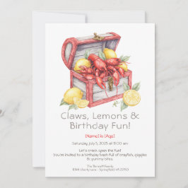 Invitación Crayfish & Lemon Treasure Chest Birthday 