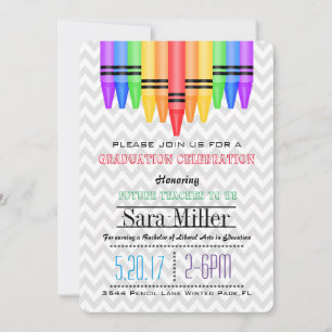 Invitación Crayola Rainbow Teacher Graduation Invitation