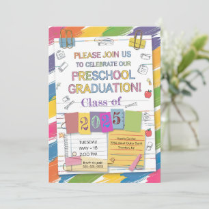 Invitación Crayón de graduación preescolar DIY Notebook Paper