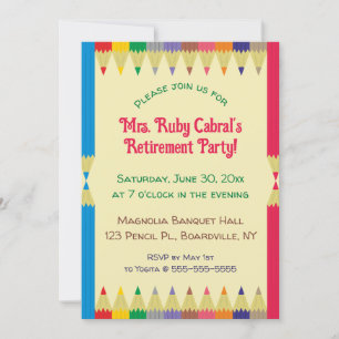 Invitación Crayón de lápiz editable Fiesta de jubilación de m