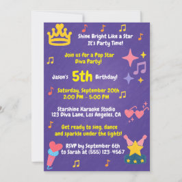 Invitación Crayón Editable Estilo – Fiesta de Diva Pop Star