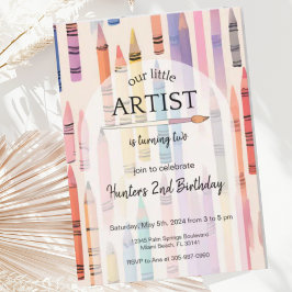 Invitación Crayon Pastel Pequeño Artista Cumpleaños