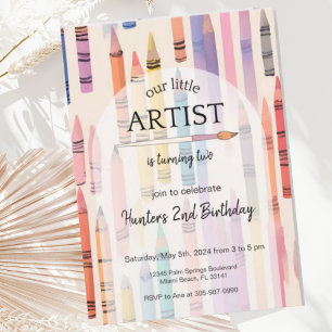 Invitación Crayon Pastel Pequeño Artista Cumpleaños