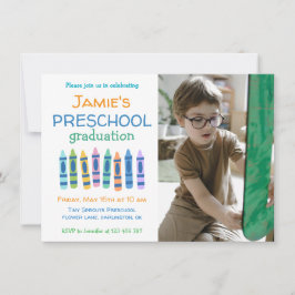 Invitación Crayon Photo Preschool Graduation Invitation