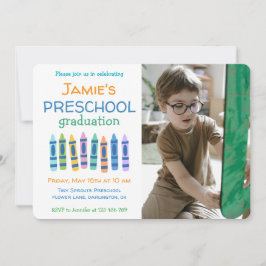 Invitación Crayon Photo Preschool Graduation Invitation