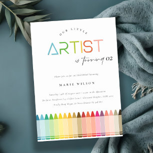Invitación Crayon Rainbow, un pequeño artista, cualquiera que