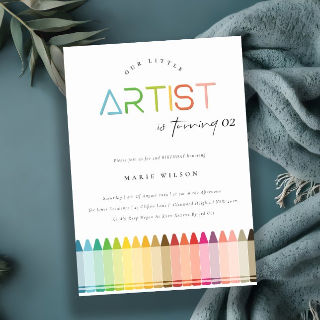 Invitación Crayon Rainbow, un pequeño artista, cualquiera que (Subido por el creador)
