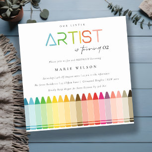Invitación Crayon Rainbow, un pequeño artista, cualquiera que