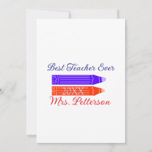 Invitación Crayones rojos azules mejor maestro de todos los t