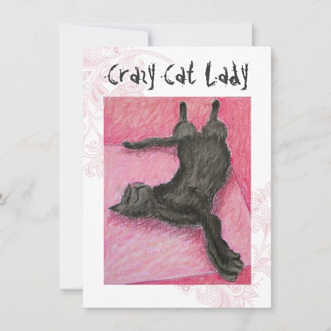Invitación Crazy Cat Lady Indie Birday invita (Anverso)