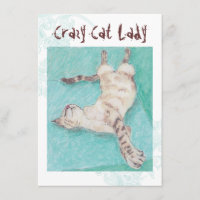 Crazy Cat Lady turquoise indie cumpleaños invita