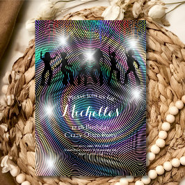 Invitación Crazy disco cumpleaños psicodélico