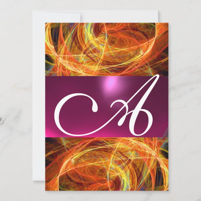 Invitación CRAZY FOTON MONOGRAM rosa negro (Anverso)