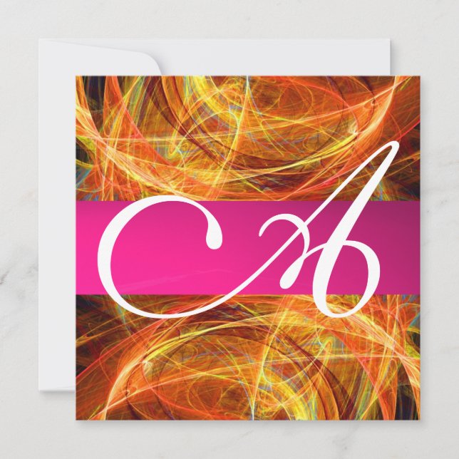 Invitación CRAZY FOTON MONOGRAM rosa negro (Anverso)