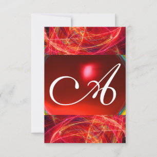 Invitación CRAZY PHOTON MONOGRAM rojo rosado rsvp