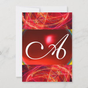 Invitación CRAZY PHOTON MONOGRAM rojo rosado rsvp