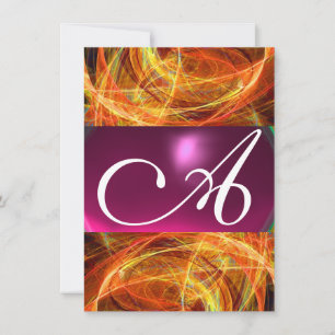 Invitación CRAZY PHOTON MONOGRAM Rsvp rosa negro