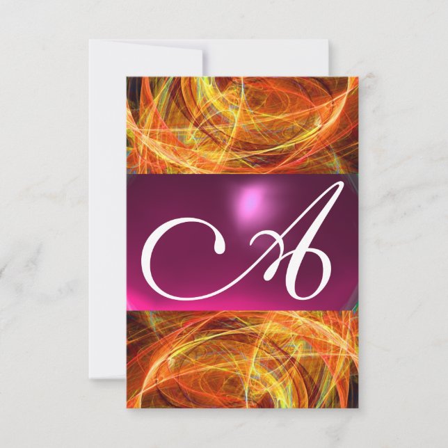 Invitación CRAZY PHOTON MONOGRAM Rsvp rosa negro (Anverso)