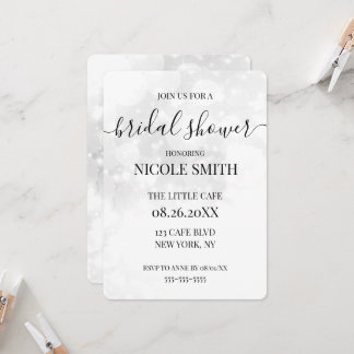 Invitación Crea el tuyo - Bridal Shower con efecto Bokeh blan
