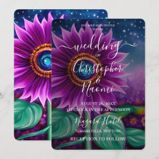 Invitación Crea Tu Propia Boda de Flor Fantasía Púrpura