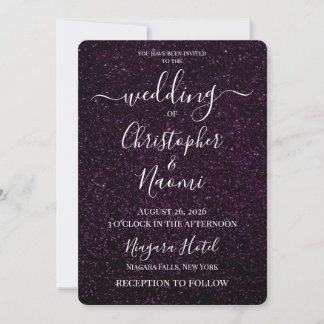 Invitación Crea Tu Propia Boda de Purpurina Rosa Oscuro