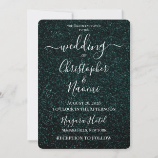 Invitación Crea Tu Propia Boda de Purpurina Verde Oscuro