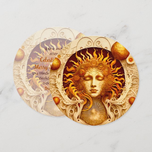 Invitación Crea tu propia diosa del sol de Steampunk (Anverso / Reverso)