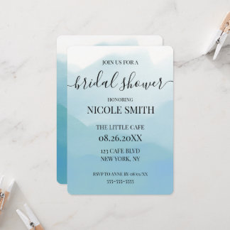 Invitación Crea Tu Propia Ducha de Novia con Acuarela Azul