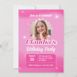Invitación Crea tu propia fiesta de cumpleaños de niñas rosa 