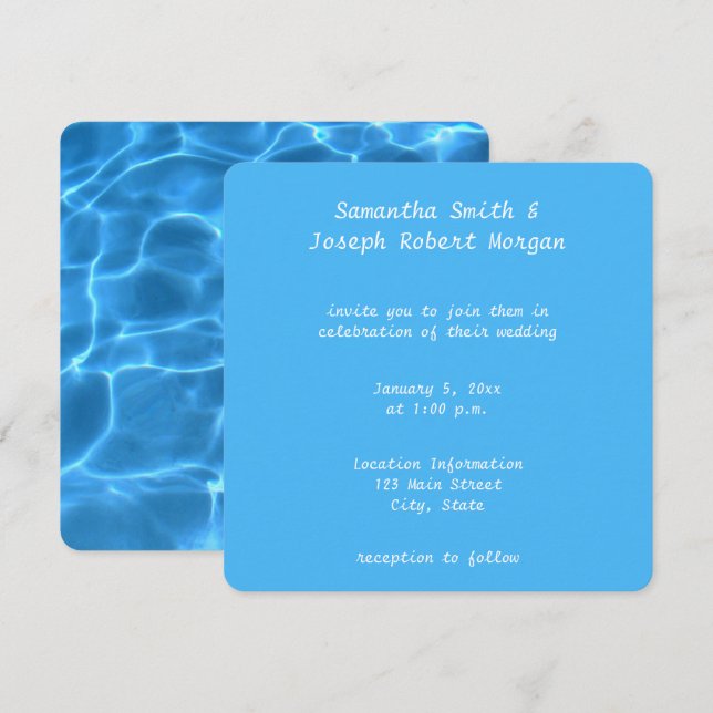 Invitación Crea tu propia foto de boda con piscina (Anverso / Reverso)