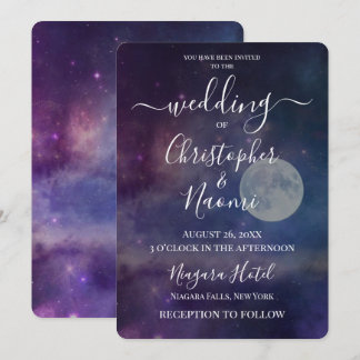 Invitación Crea tu propia luna llena en un cielo nocturno púr