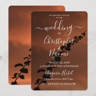 Invitación Crea Tu Propia Silueta de Planta Cielo Naranja