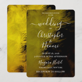 Invitación Crea Tu Propia Textura Amarilla de Plumas Boda