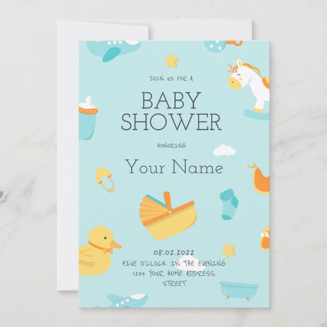 Invitación Crea tu propio azul es un niño Baby Shower (Anverso)