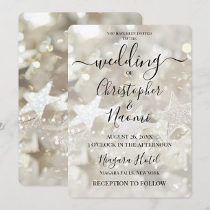 Invitación Crea tu propio Boda de Estrellas de Purpurina de M