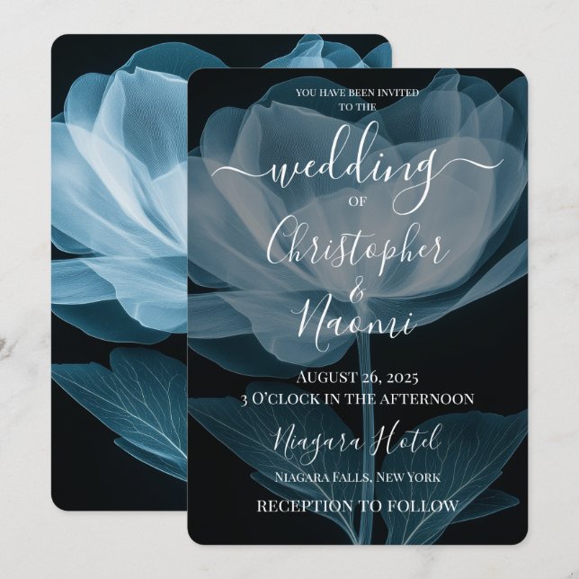 Invitación Crea tu propio Boda de flores de rayos X azules (Anverso / Reverso)