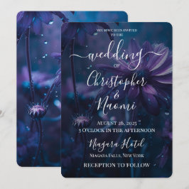 Invitación Crea tu propio Boda de Flores Silvestres Azul y Pú