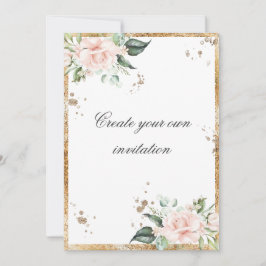 Invitación Crea tu propio Boda Floral de guiones dorados rosa