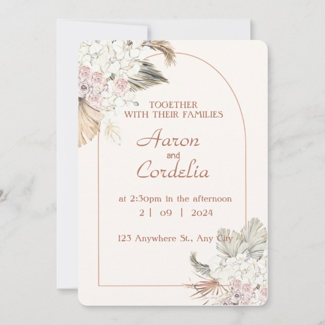 Invitación Crea tu propio Boda floral rústico de boho natural (Anverso)